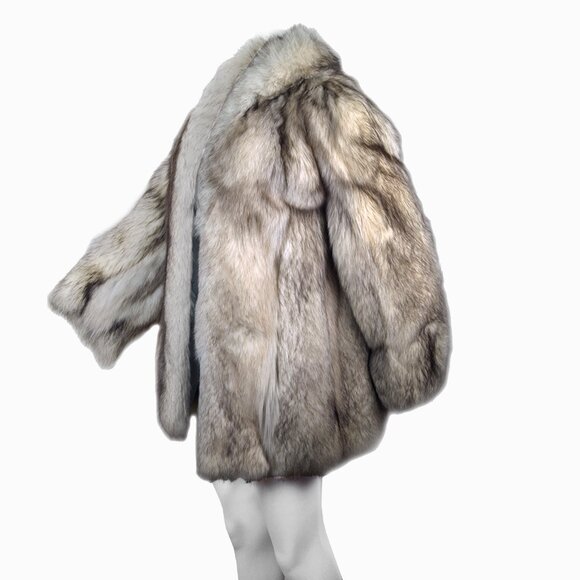 Genuine silver fox fur coat - Picture 3 of 8